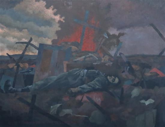 Gerald R. Jarman (British, 1930-2014) WW1 Series; O Soft Embalmer of the Still Midnight 54 x 72in.